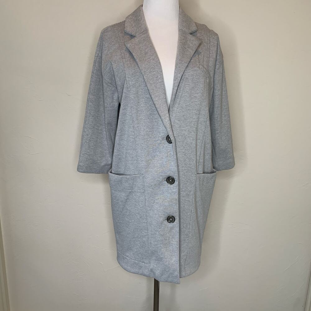 Free People Gray Heavy Jersey Jacket Sz Small